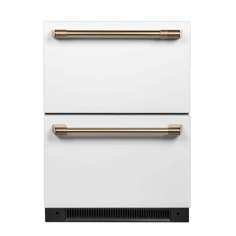 5.7 cu. ft. Built-in Undercounter Dual Drawer Refrigerator with Adjustable Storge in Matte White, Fingerprint Resistant
