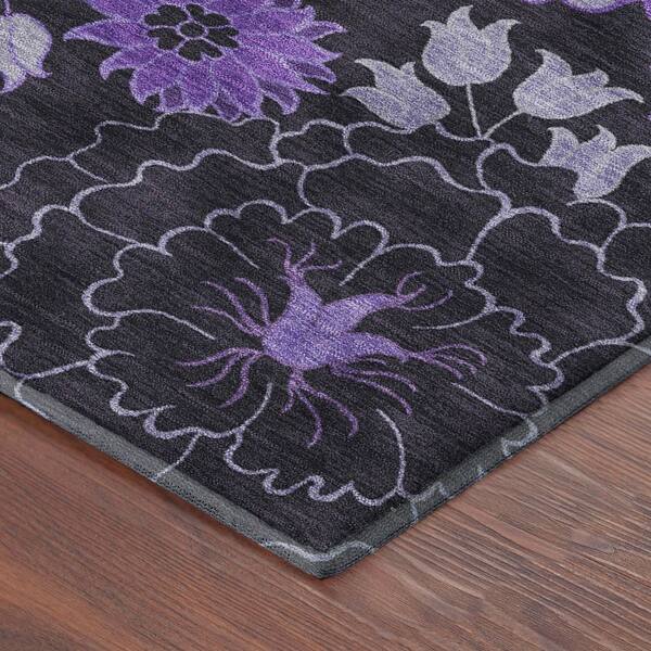 Mayfield Premium Machine Washable Abstract AMF2295 Purple 3 ft. x 4 ft. Area Rug