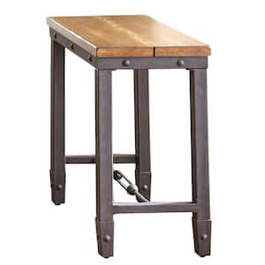Ashford Antique Honey Pine and Iron Industrial Chairside End Table