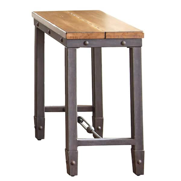 Unbranded Ashford Antique Honey Pine and Iron Industrial Chairside End Table
