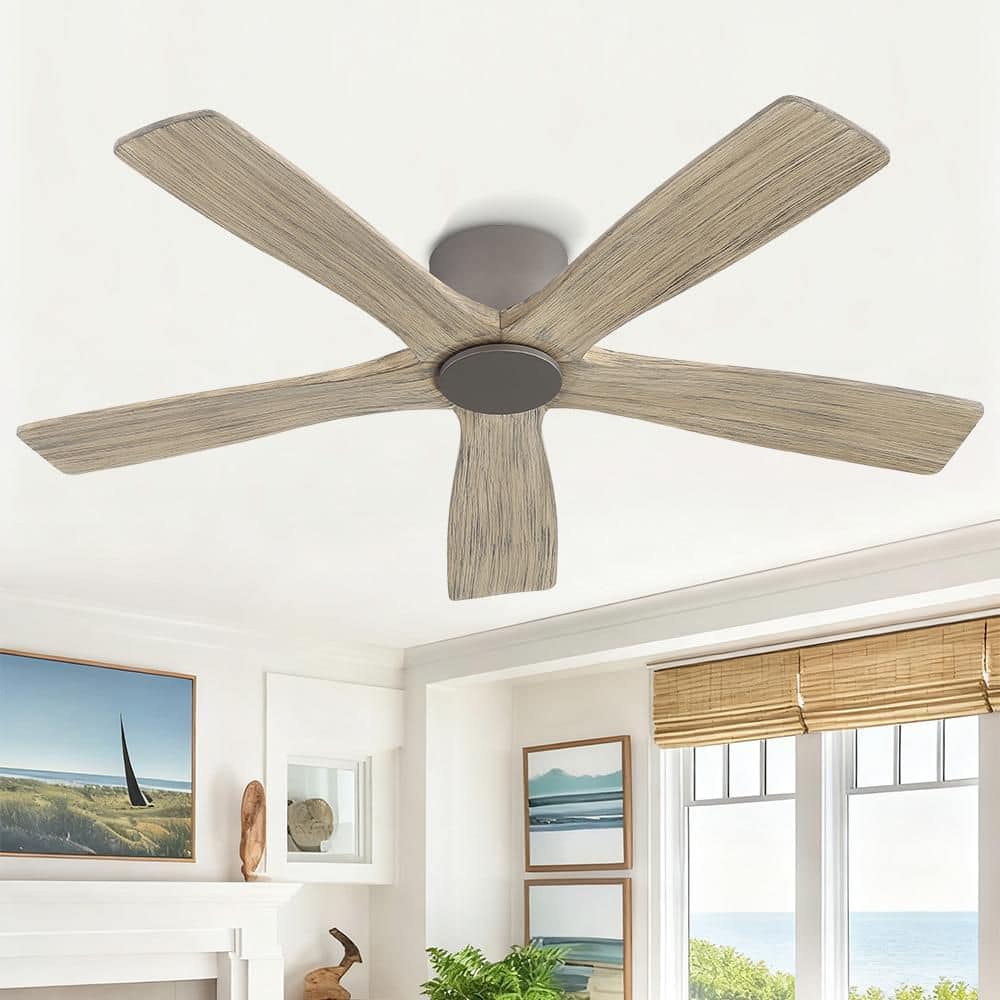 48 in. 5-Soild Wood Gray Blades Dc Motor Indoor Flush Mount Charcoal Gray Standard Ceiling Fan with Remote price history on PriceWatchPro