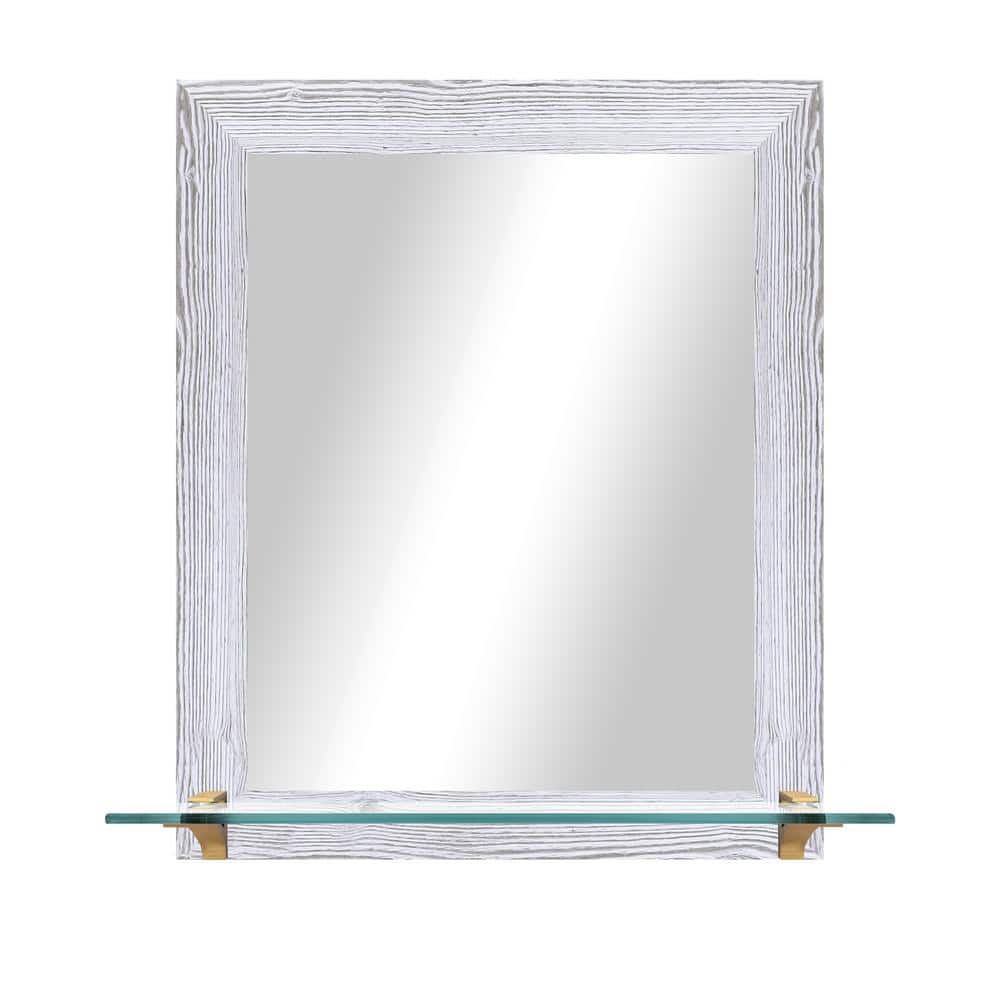 21.5 in. W x 25.5 in. H Rectangle Distressed White Vertical Framed Mirror W