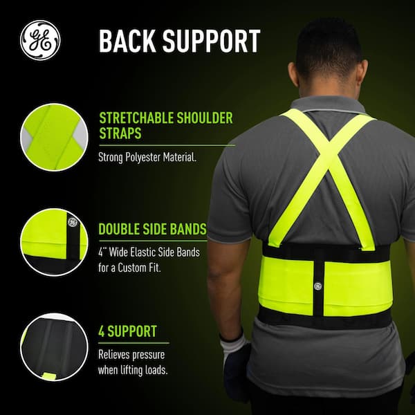 GE M Back Support Belt in Hi-Vis Yellow-GR542M GR542M - The Home Depot