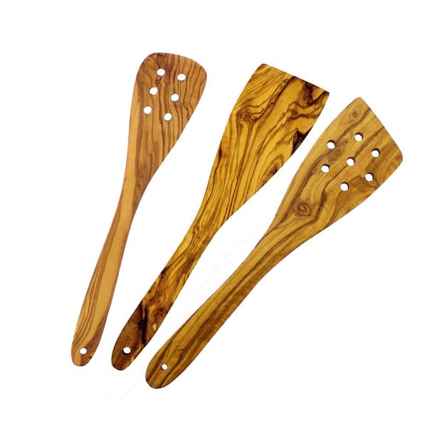 3-Piece Olive Wood Spatula Set