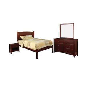 Cara 4 Pc. Twin Bed Set in Cherry Finish