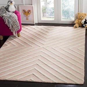Kids Pink/Ivory 5 ft. x 5 ft. Square Geometric Area Rug