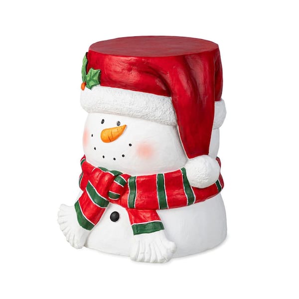 Glitzhome 14.25 in. Christmas MGO Snowman Stool or Accent Table