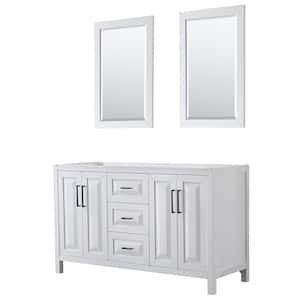 Daria 59 in. W x 21.5 in. D x 35 in. H Double Bath Vanity Cabinet without Top in White with 24 in. Mirrors