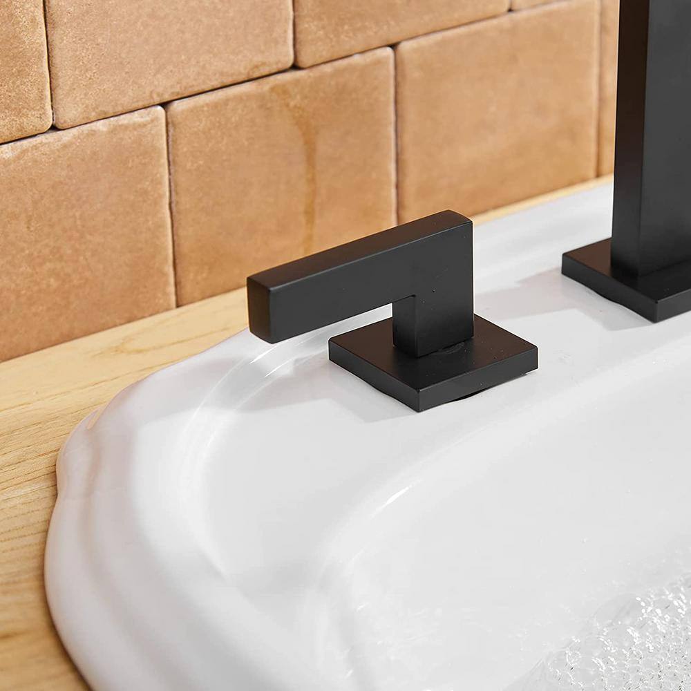 Matte Black Brass 2-Handle Widespread Bathroom Faucet