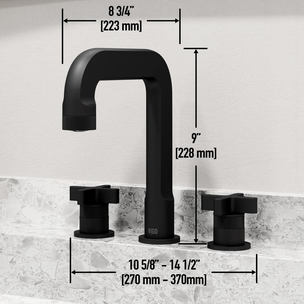 Wythe Matte Black Brass Widespread Bathroom Faucet with Cross Handles