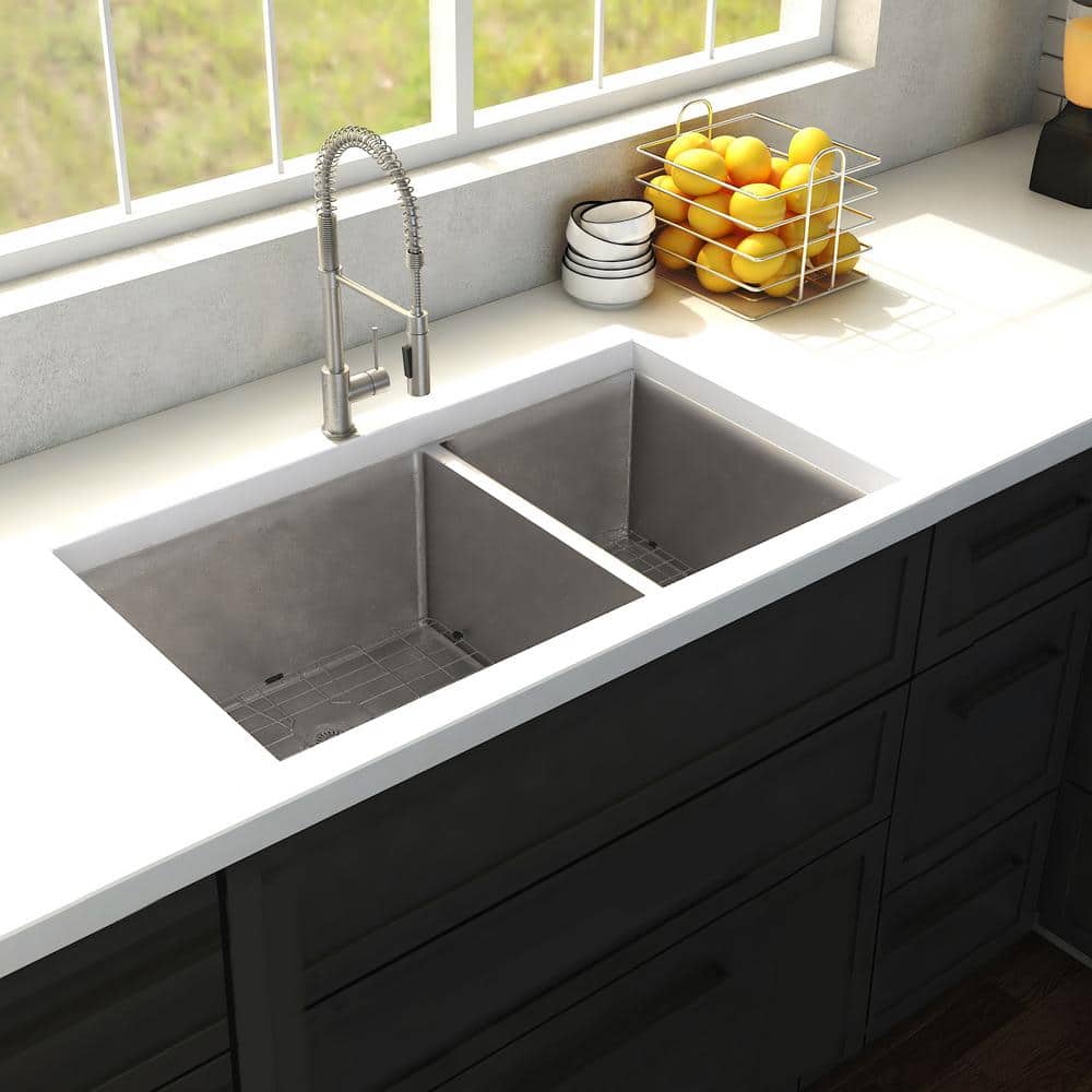 Chamonix 36" Stainless Steel Double Bowl Undermount Kitchen Sink