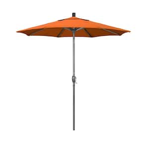 7.5 ft. Grey Aluminum Market Push Button Tilt Crank Lift Patio Umbrella in Tuscan Sunbrella