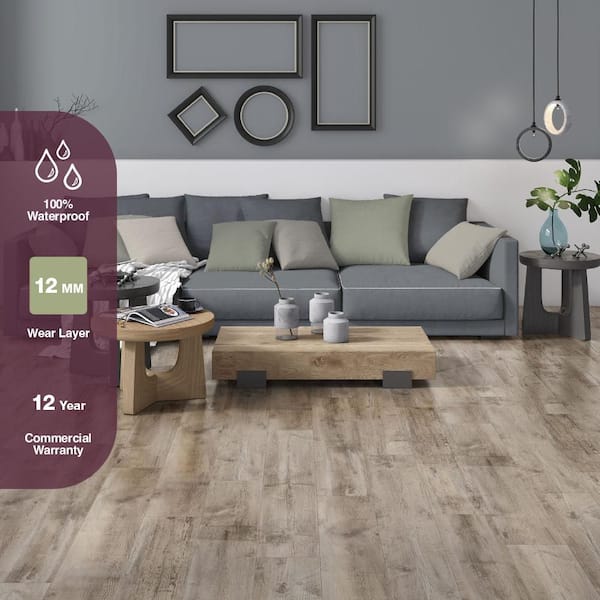 Somers Coast Oak 12 mm T x 8.03 in W Waterproof Laminate Wood Flooring (15.9 sqft/case)