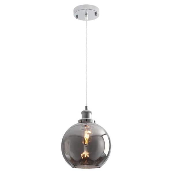 ZJVAIVE 1-Light Metal Black Hanging Ceiling Pendant Light Chandelier Fixture with Amber Glass Shade for Kitchen Island