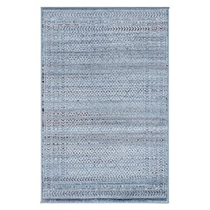 Brair Blue  Doormat 2 ft. x 3 ft. Striped Polypropylene Accent Rug