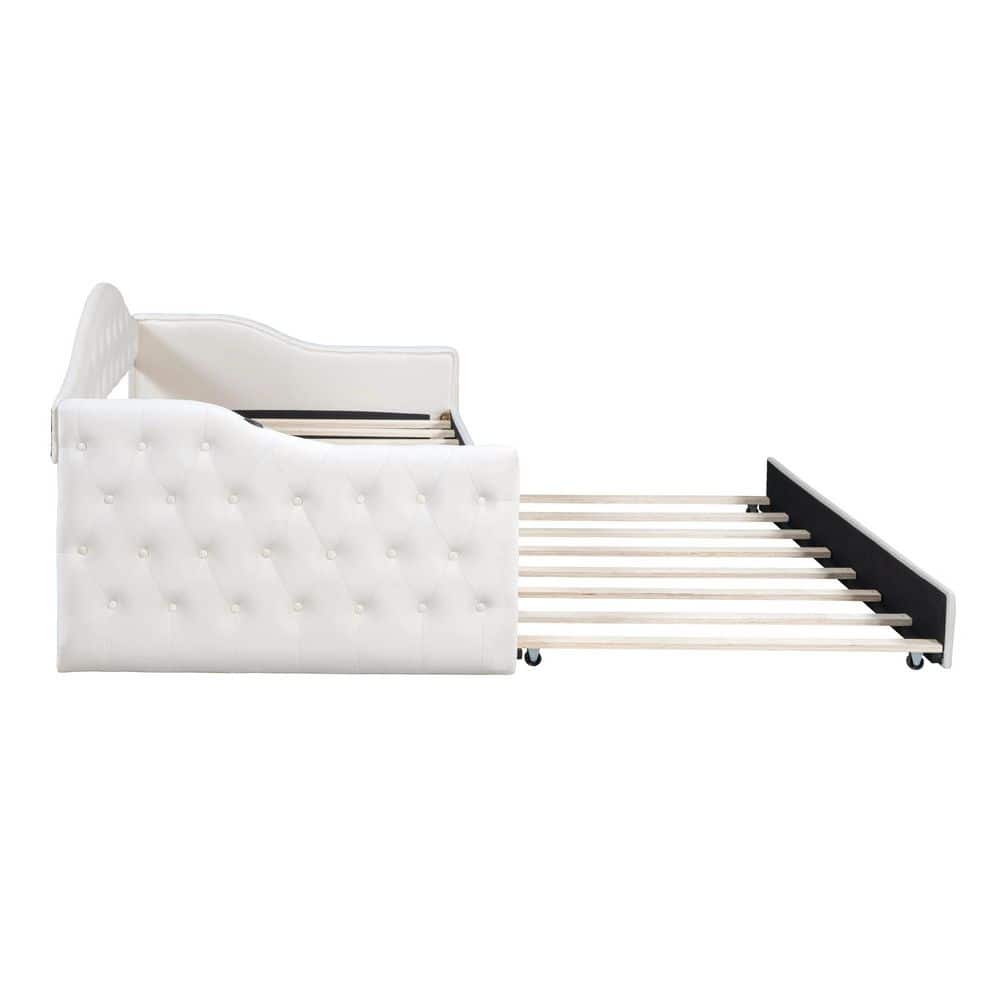 Pink Twin Size Daybed with Trundle, USB&Type-C Charging Ports - thumbnail 7