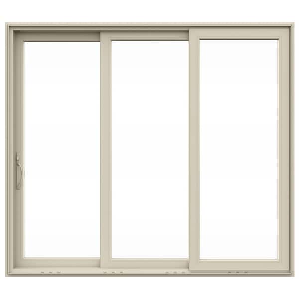 JELD-WEN V4500 Multi-Slide 105 in. x 96 in. Left-Hand Low-E Desert Sand Vinyl 3-Panel Prehung Patio Door