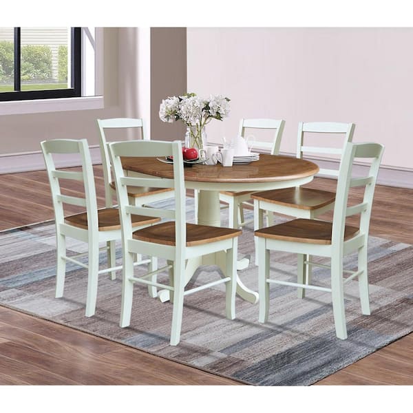 International Concepts Amelia 7-Piece Oval Hickory/Shell Solid Wood Top Dining Room Set Seats 6