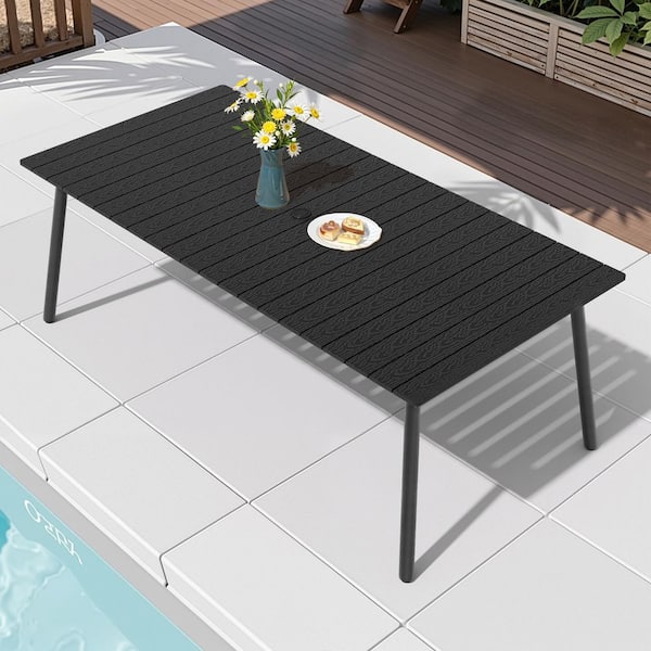 Pellebant 82.7 in. Aluminum Black Rectangular Outdoor Patio Dining