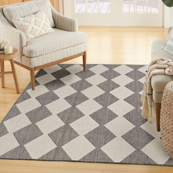 Positano Charcoal 4 ft. x 6 ft. Diamond Contemporary Area Rug