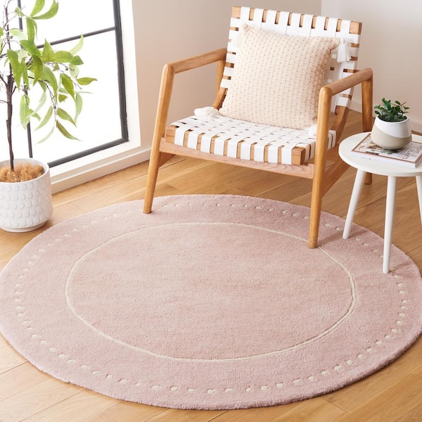 Bella Light Pink/Ivory 5 ft. x 5 ft. Round Border Area Rug