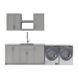Home Laundry Room 84 in. H x 69.25 in. W x 25.5 in. D Cabinet Set in Gray (11-Piece)