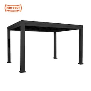Trenton 12 ft. x 10 ft. Black Steel Modern Pergola with Sail Shade Soft Canopy