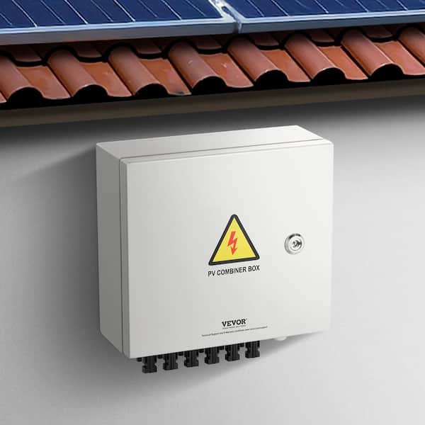 PV Combiner Box 6 String Solar Combiner Box with 15 Amp Rated Current Fuse Lightning Arrester and Solar Connector