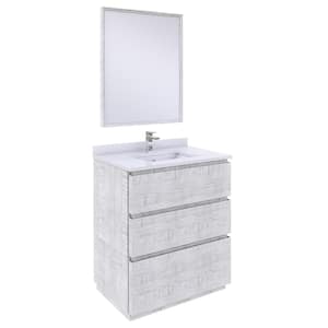 Formosa 30 in. W x 20 in. D x 35 in. H White Single Sink Bath Vanity in Rustic White with White Vanity Top and Mirror
