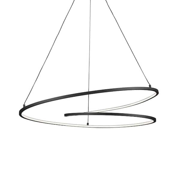 Twist 32 in. 1 Light 59-Watt Black Integrated LED Pendant Light