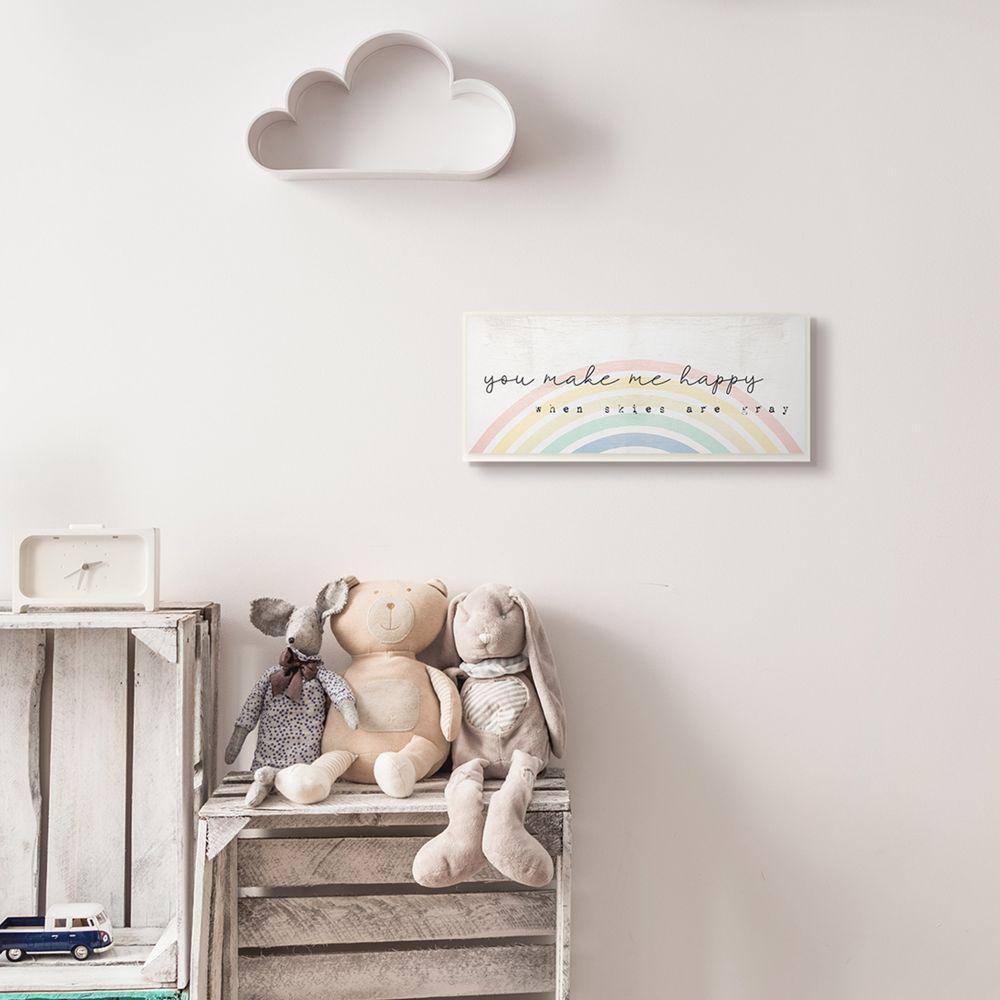 You Make Me Happy Rustic Wood Wall Plaque with Rainbow Arches