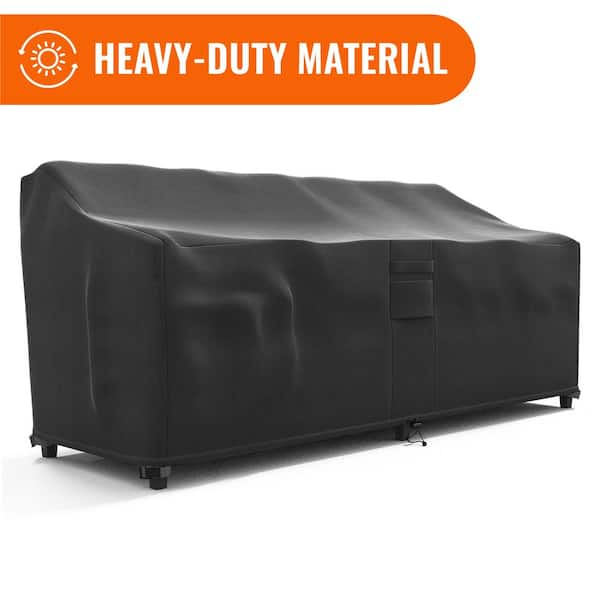 KHOMO GEAR 88 in. W x 32.5 in. H x 41 in. D Large Wide Black Outdoor Patio Loveseat Furniture Cover