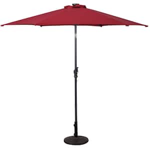 9 ft. Steel Cantilever LED Patio Umbrella with Crank in Burgundy