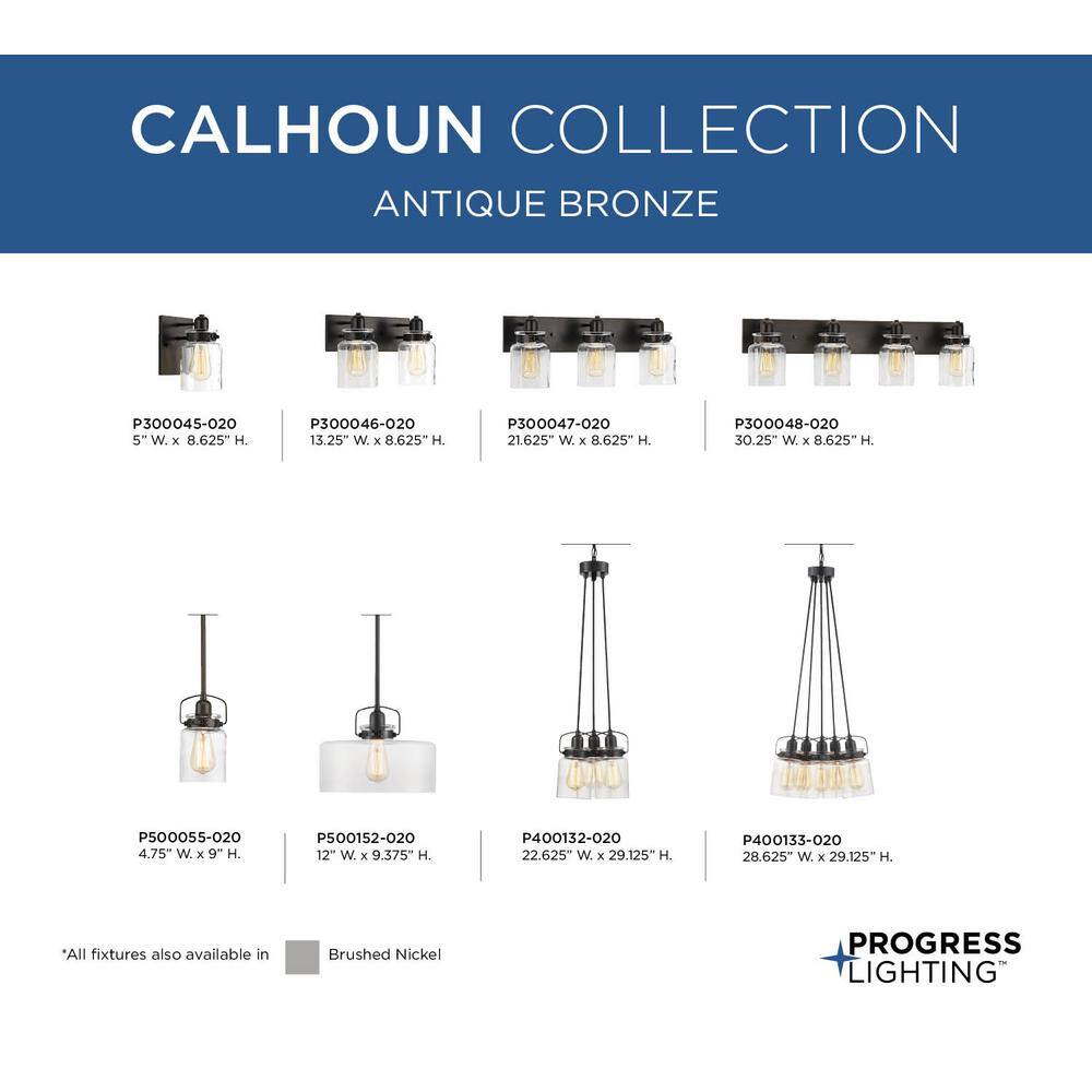 Calhoun Antique Bronze 4-Light Apothecary Glass Bath Vanity Fixture