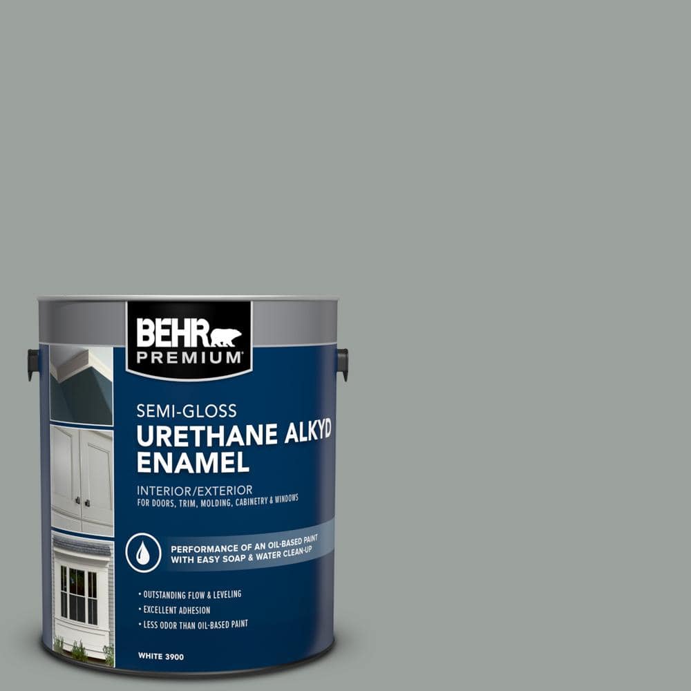 1 gal. #PPU11-16 Brampton Gray Urethane Alkyd Semi-Gloss Enamel Interior/Exterior Paint