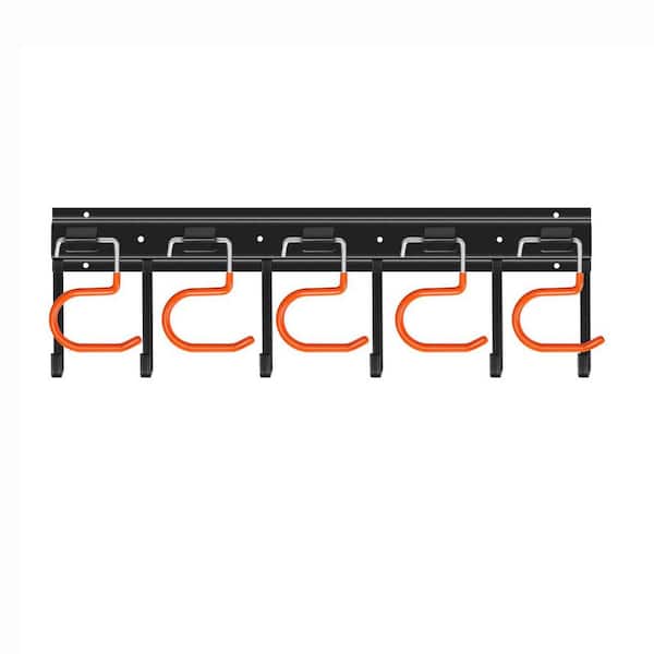 68 in. All Metal Wall Rack Black Iron Rust-Proof Adjustable Heavy Duty Hooks Garden Garage Organizer with 4-Pack