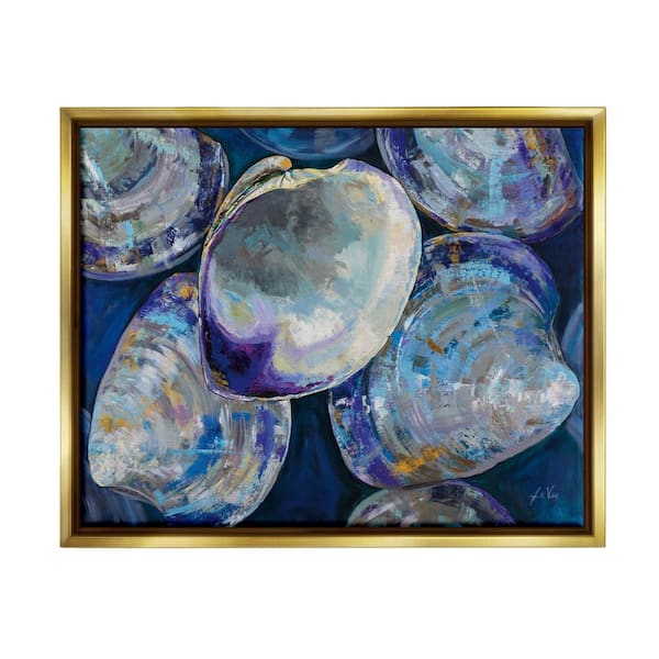 The Stupell Home Decor Collection Empty Expressive Clam Shells Modern Painting by Jeanette Vertentes Floater Frame Abstract Wall Art Print 31 in. x 25 in.