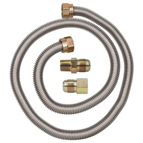 Cambridge 5/8 in. OD x 1/2 in. MIP x 1/2 in. FIP x 48 in. Stainless Steel Standard Gas Connector (106,000 BTU)