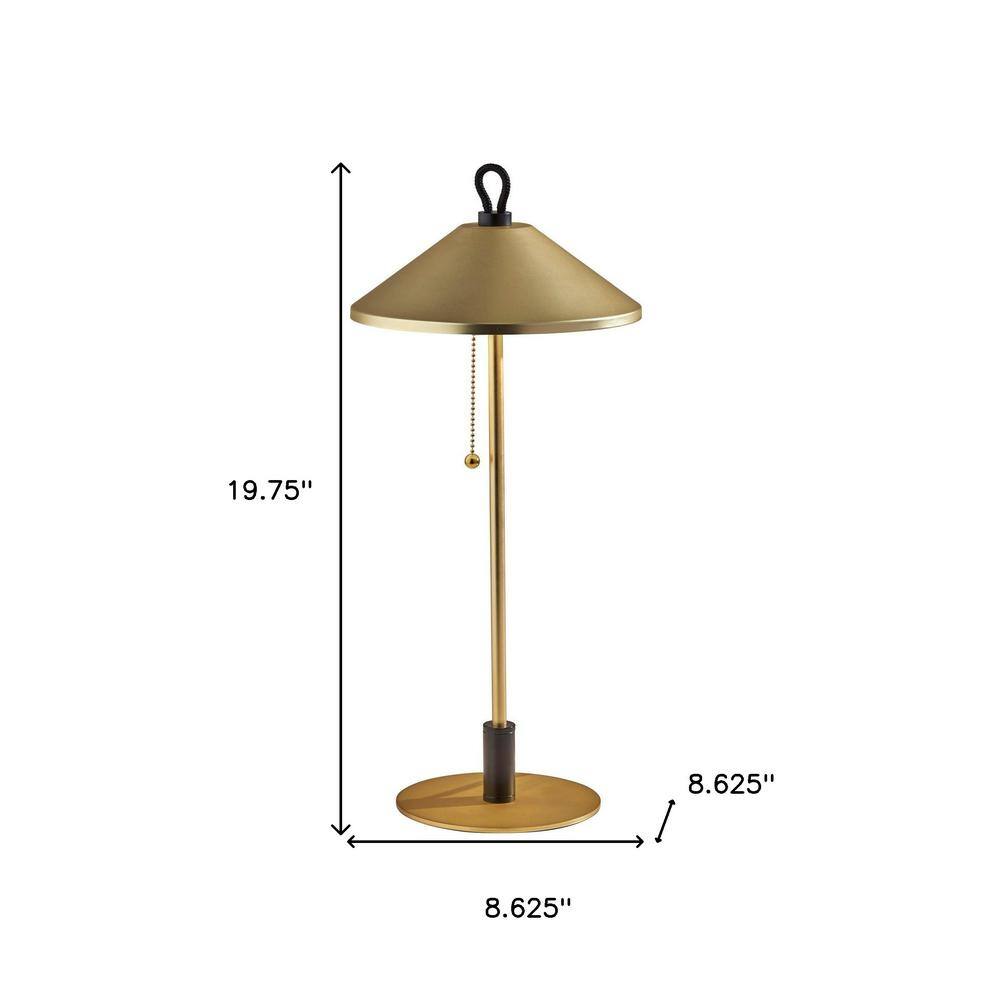 19.75" Black and Gold Metal Desk Lamp with Cone Shade