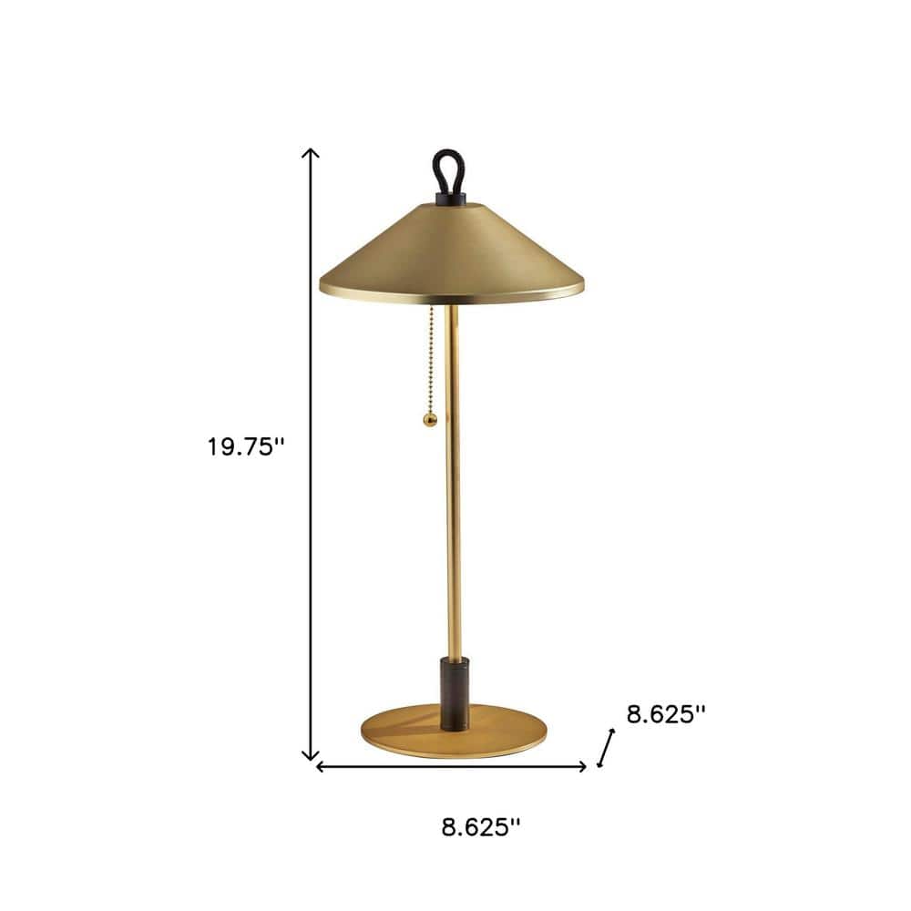 19.75" Black and Gold Metal Desk Lamp with Cone Shade