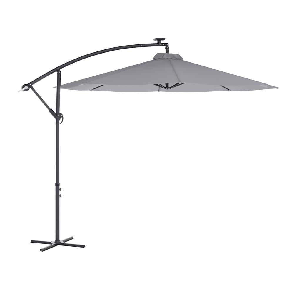 10 ft. Round Solar LED Market Patio Umbrella in Gray price history on PriceWatchPro