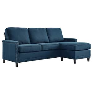 Ashton 80.5 in. Wide Upholstered Fabric Modern Sectional L-Shaped Sofa in Azure