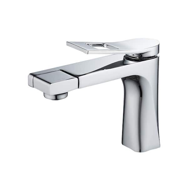 FURUISI Single Handle Single Hole Bathroom Faucet with Supply Lines and Spot Resistant in Chrome