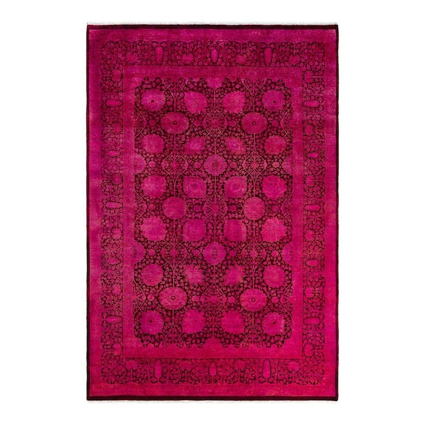 Chloe & Olivia Home Overdyed Pink 6 ft. x 9 ft. Solid Wool Indoor Area ...