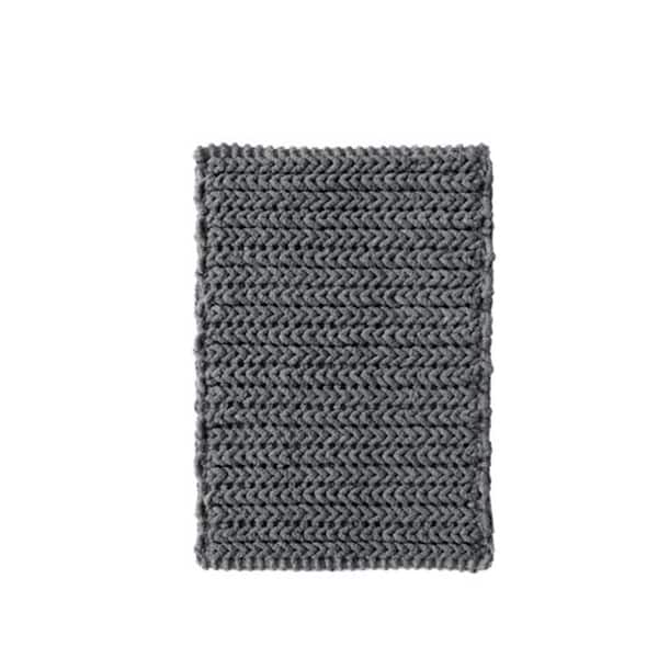 Aoibox 24 in. L x 17 in. W x 0.5 in. H Rectangular Cotton Chenille Chain Stitch Bath Accessory Bath Rug in Charcoal
