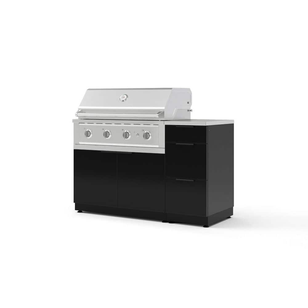 "Outdoor Kitchen 4-Piece 3-Burners Propane Gas Grill Island in Black w/40"" Performance Grill & Stainless Steel Countertop" price history on PriceWatchPro