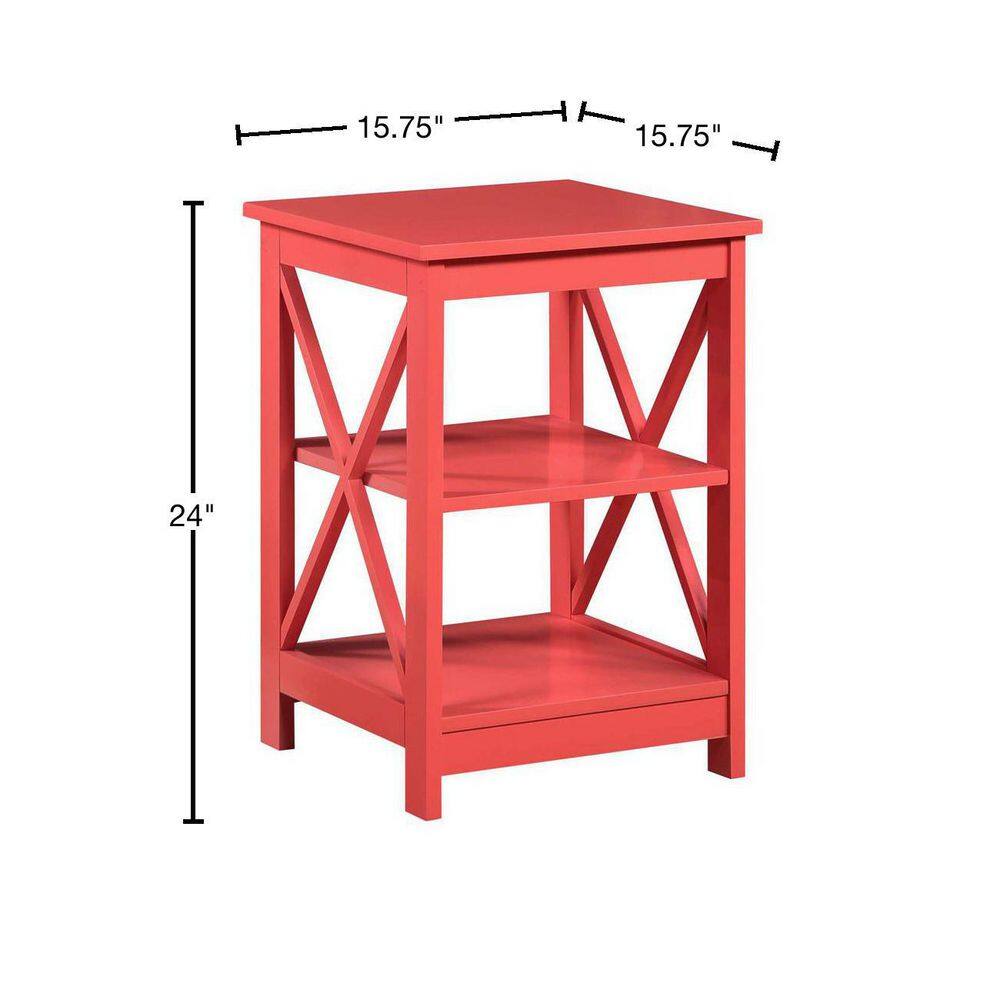 Coral MDF 24" End Table with Shelves