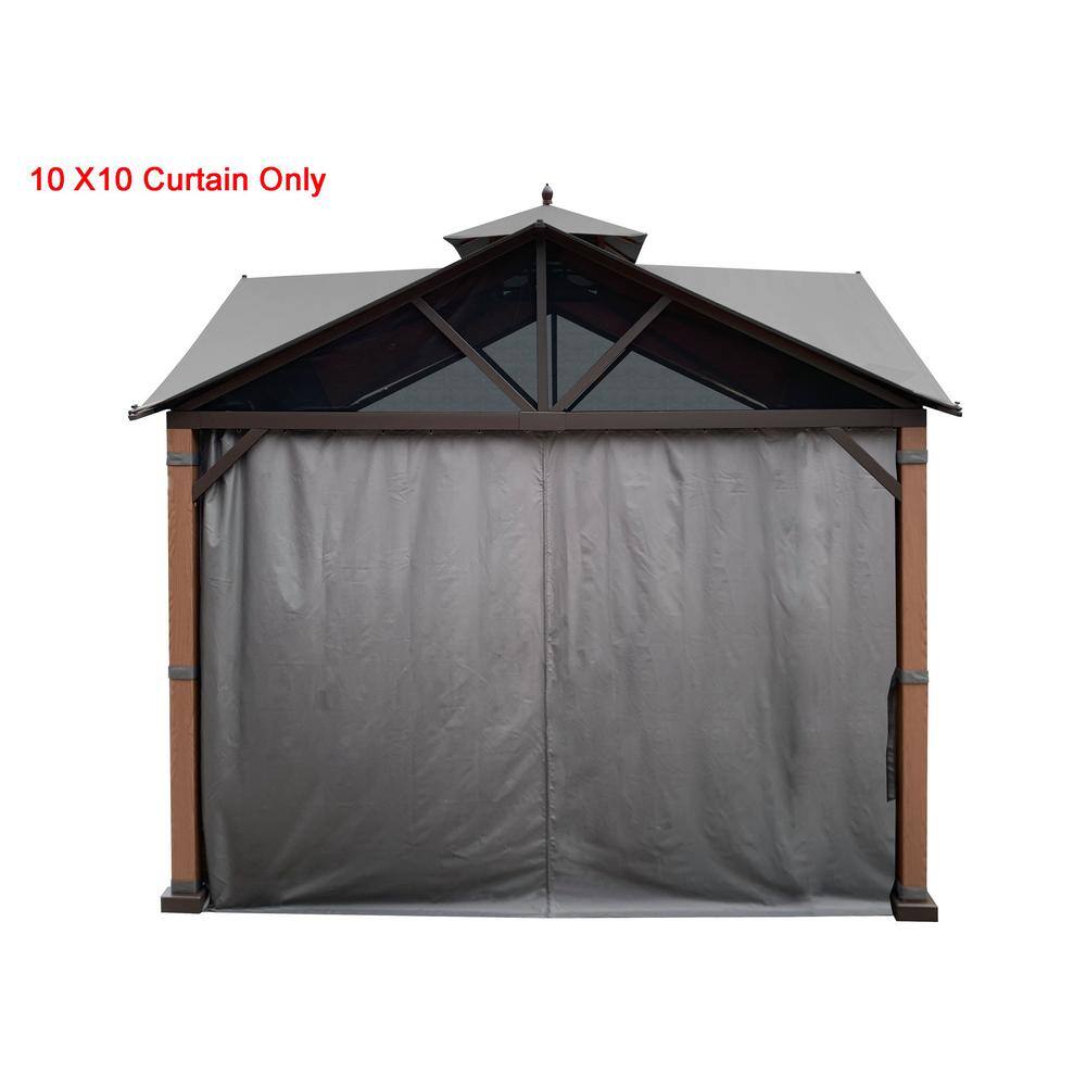 Gray 10' x 10' Privacy Curtain Set for Gazebo