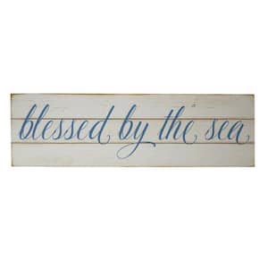 32 in. Blessed by the Sea Hanging Wall Plaque, MDF, Decorative Sign