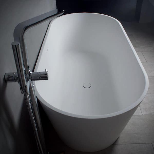 Vinura 66.9'' x 29.5'' Freestanding Soaking Solid Surface Bathtub